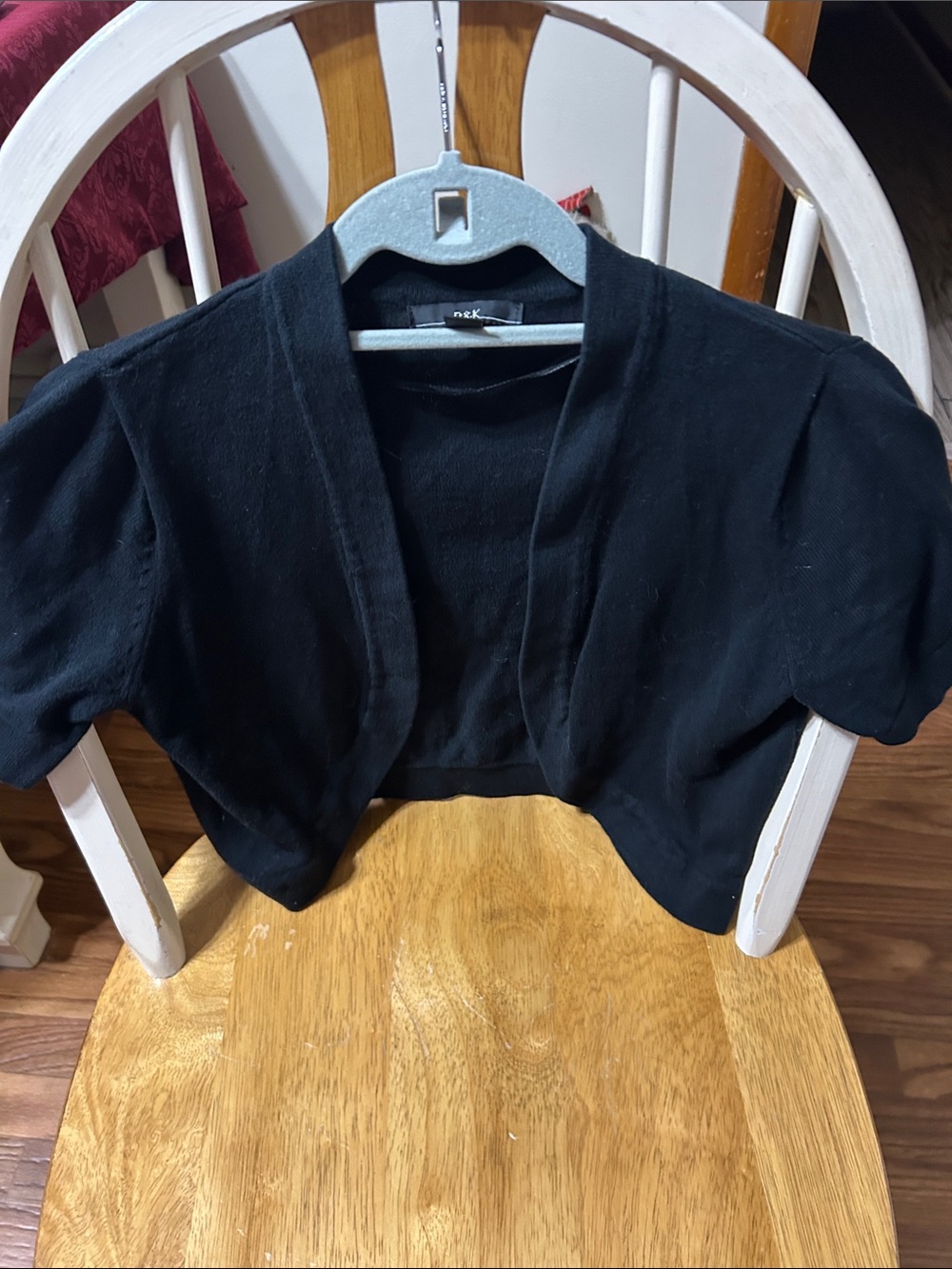 R&K Black Cropped Open-Front Bolero Shrug